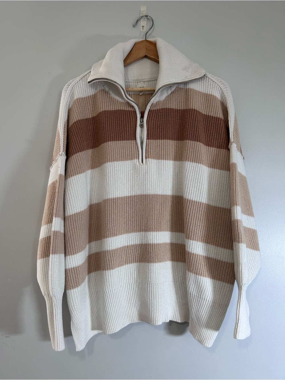 Aerie Beyond Striped Quarter-Zip Sweater M